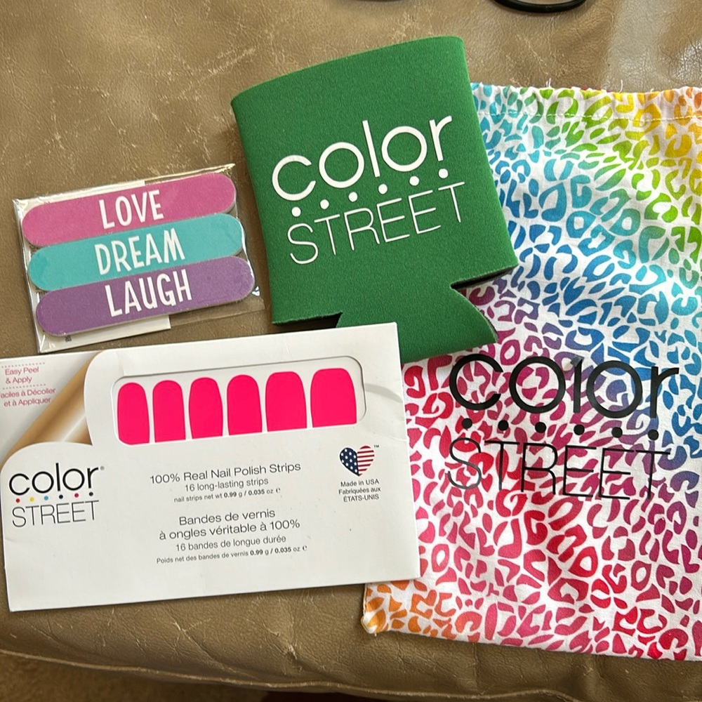 Color Street Bundle Kit with Pink Shockwave Polish Sheet, Nail Files & Coozy